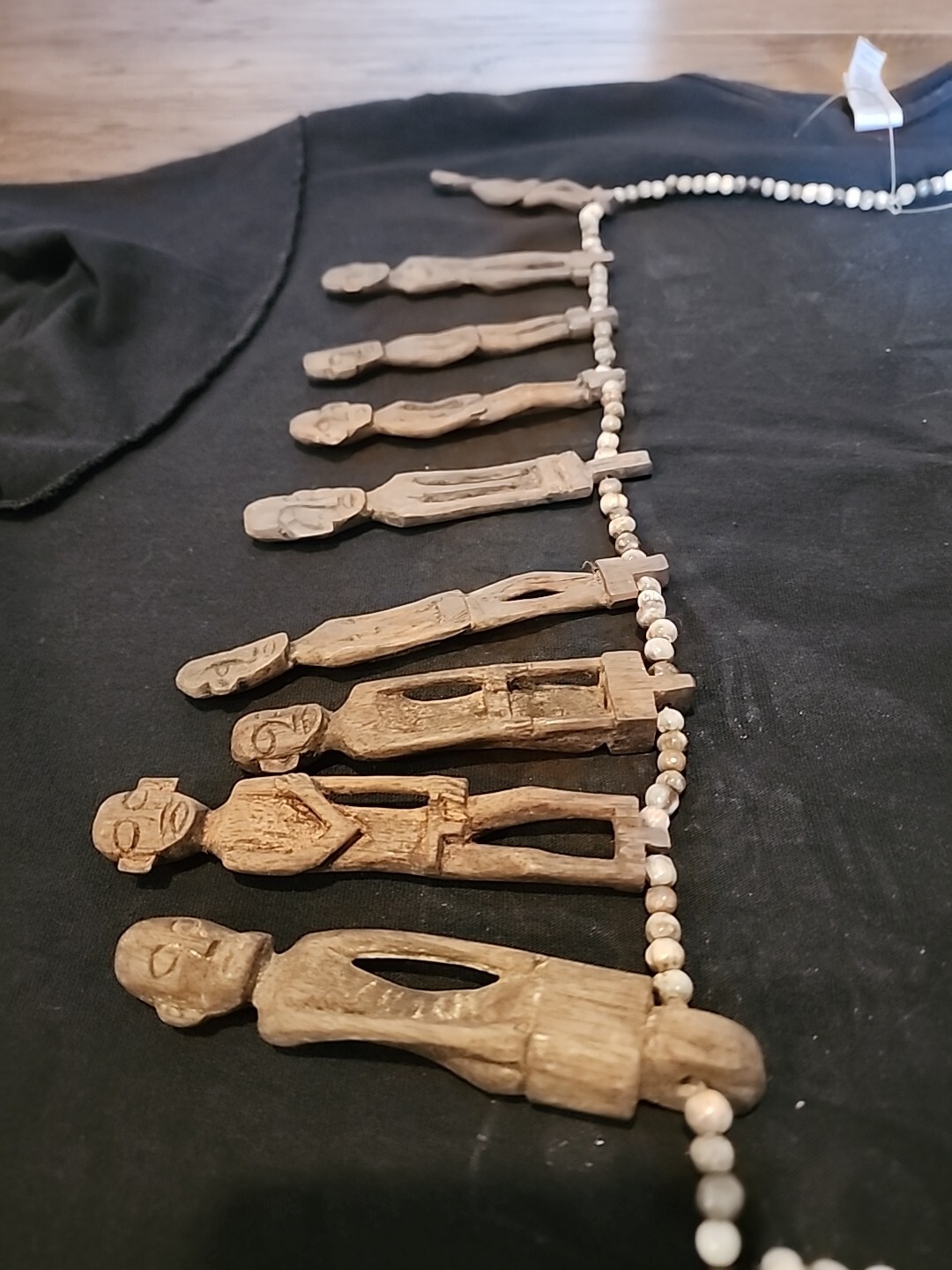 Antique Dayak Beaded necklace Headhunter tribal shaman relic #2