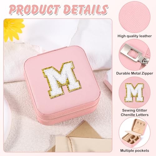 Travel Jewelry Case for Women Girls Daughter Birthday Gift fromom Dad M Pink