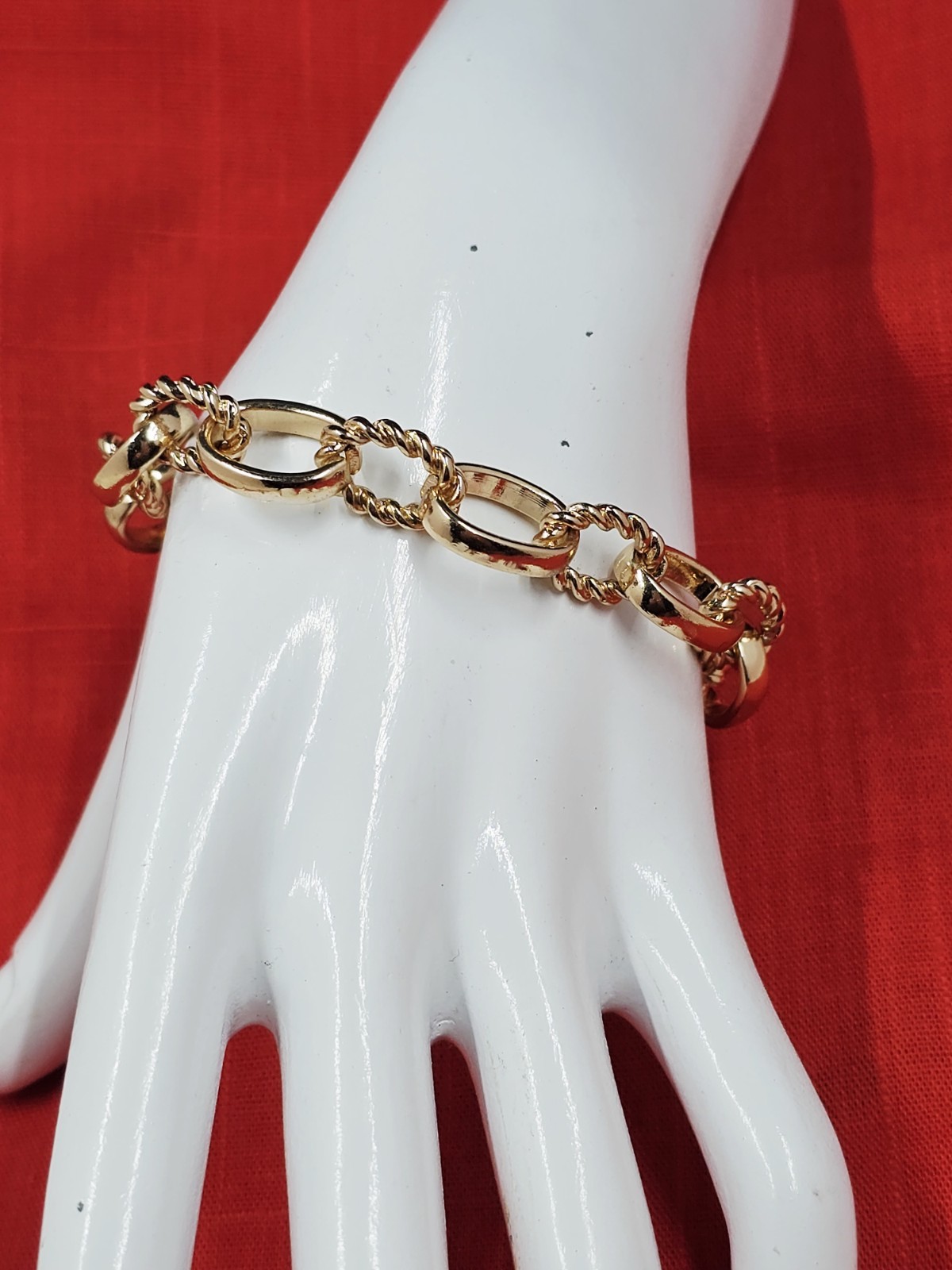 Goldtone Smooth & Rope Link Chain Bracelet, 8.25″