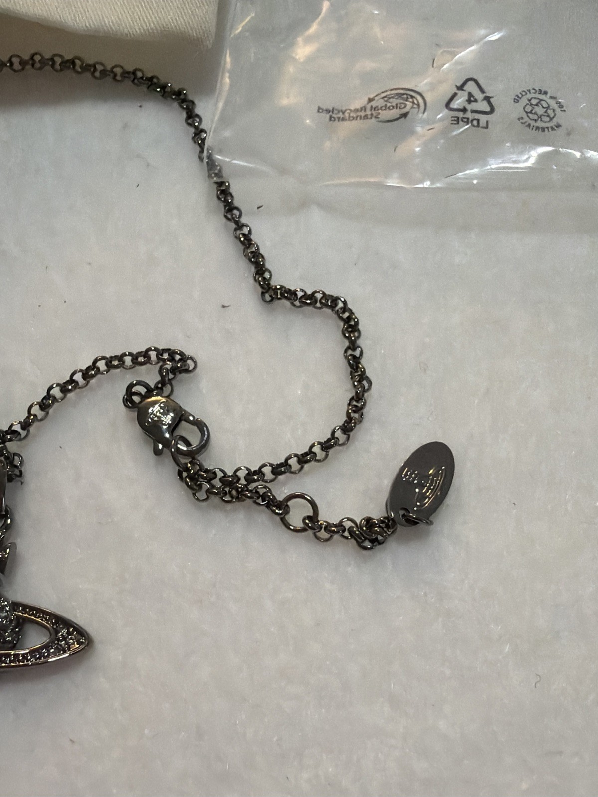 Vivienne Westwood Mini BAS RELIEF PENDANT Black Diamond Ruthenium 100% AUTHENTIC