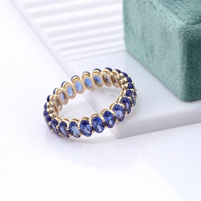3Ct Oval Blue Tanzanite Eternity wedding Engagement Ring 14K Rose Gold Plated