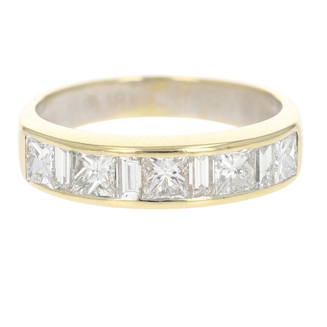 1.72ctw Multi-Cut Diamond Channel-Set Wedding Band Ring 18k Yellow Gold Size 7.5