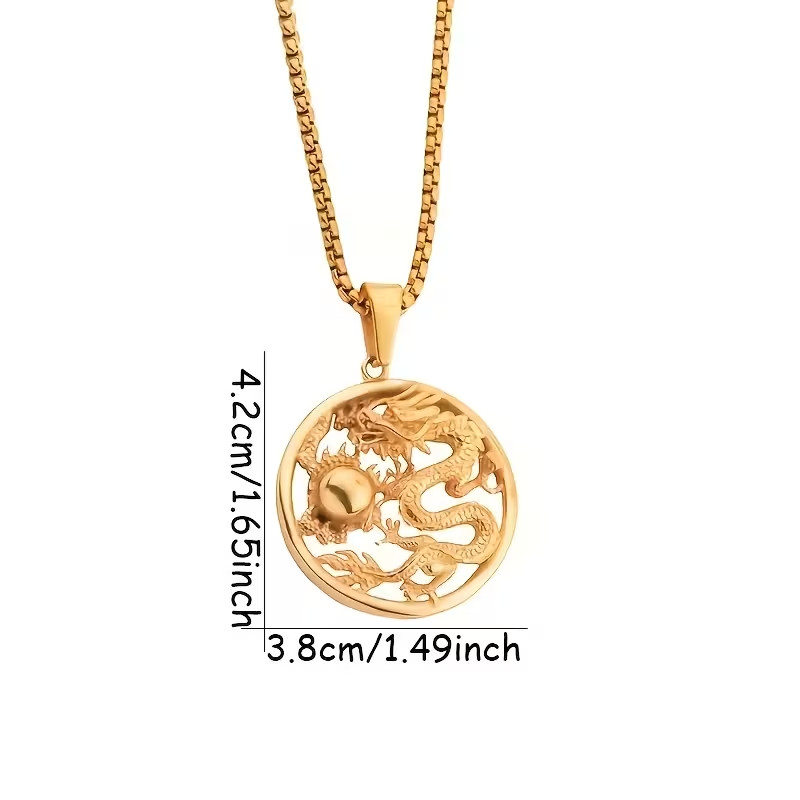 Dragon Pendant necklace lucky amulet with chain comes with gift box