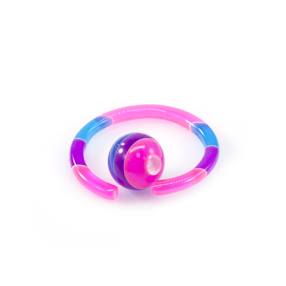 Captive Ring Package of 8 with Colorful Design 14g 12mm length