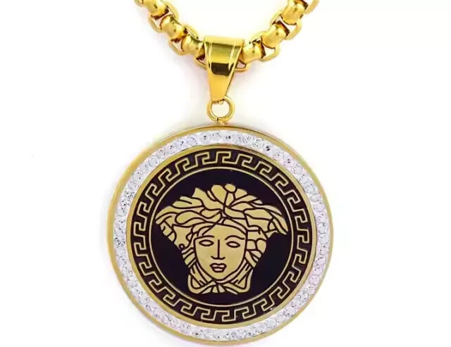 Stainless Steel Enamel Medusa Greek Word Pendant Christmas Gift for Men No Chain