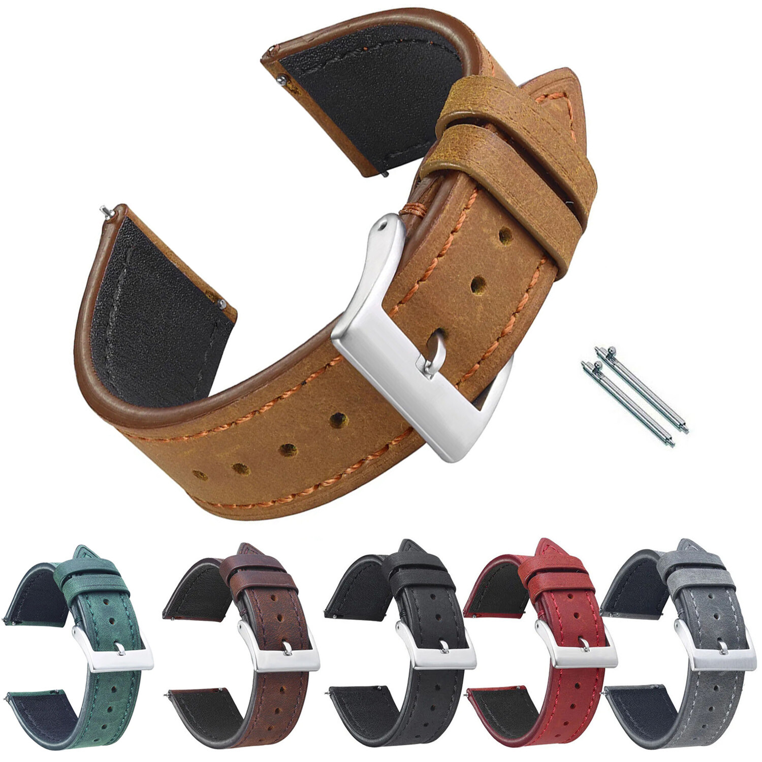 Vintage Genuine Leather Strap Watch Band 18 19 20 21 22 24mm Bracelet Wristband