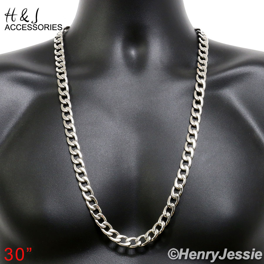 18-40″MEN 316 L Stainless Steel WIDE 12mm Silver Cuban Curb Link Chain Necklace