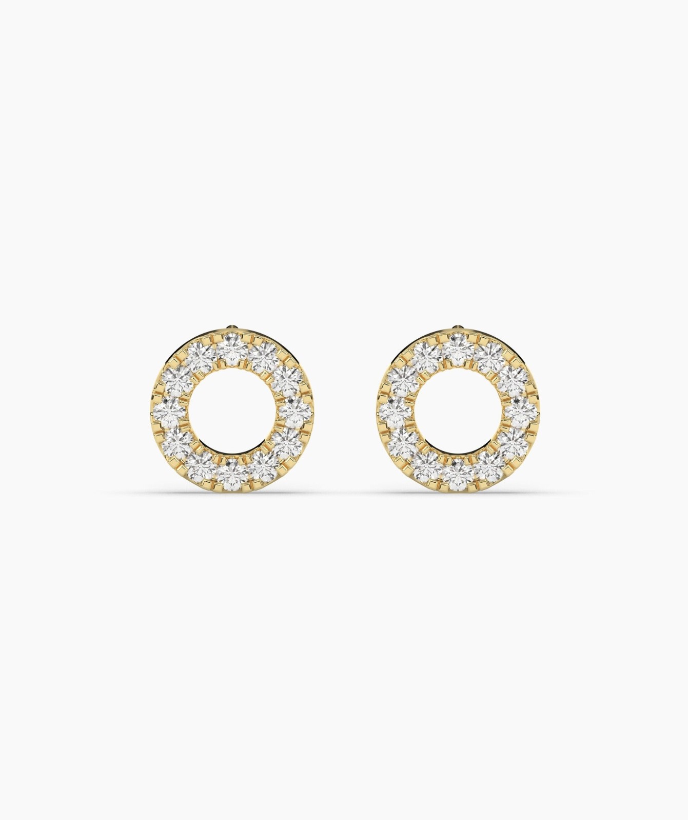 Round Lab Grown Diamond 18K Gold Pave Diamond Open Circle Eternity Stud Earrings
