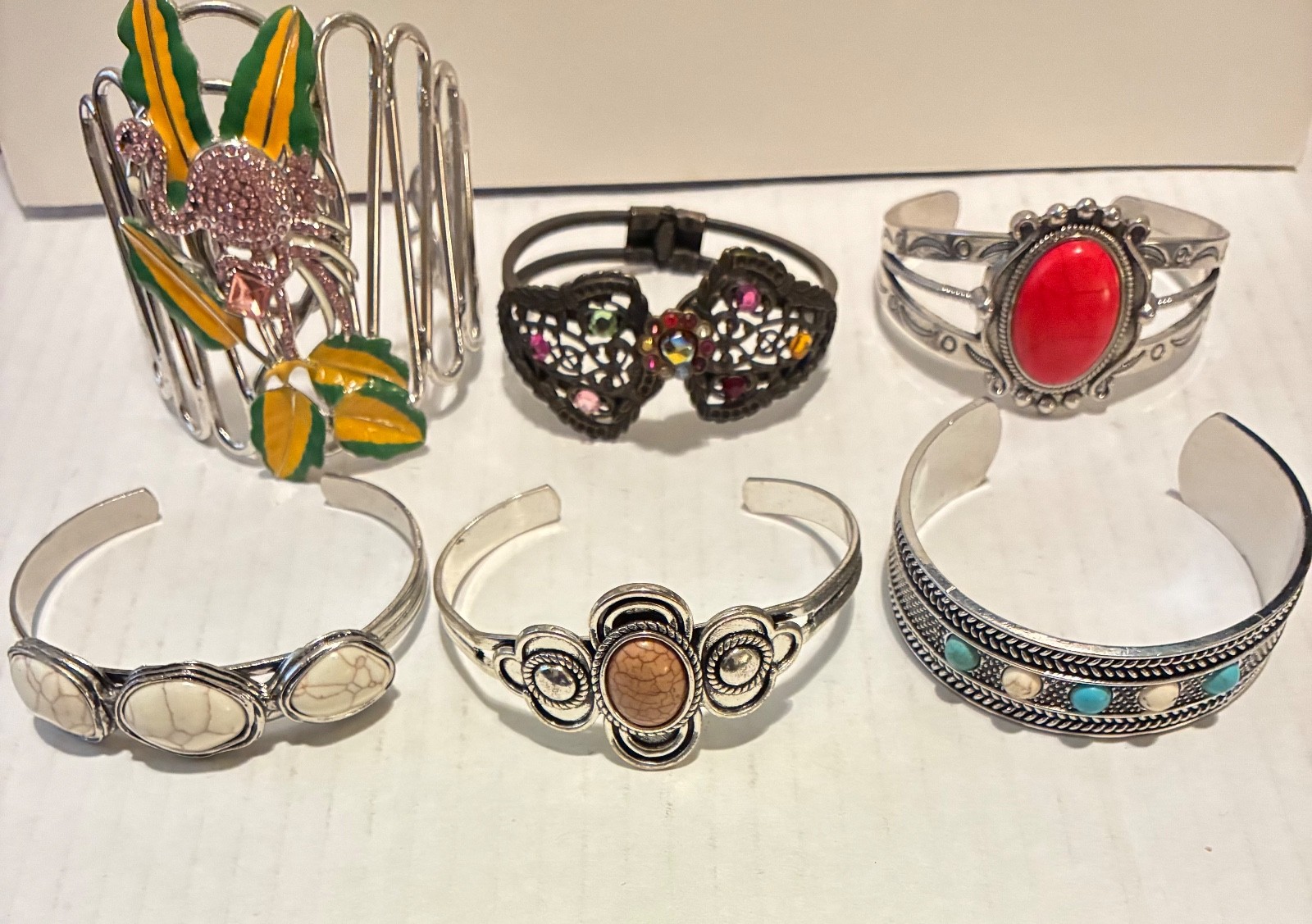 6 Fashion Cuff Bracelet Silver Tone