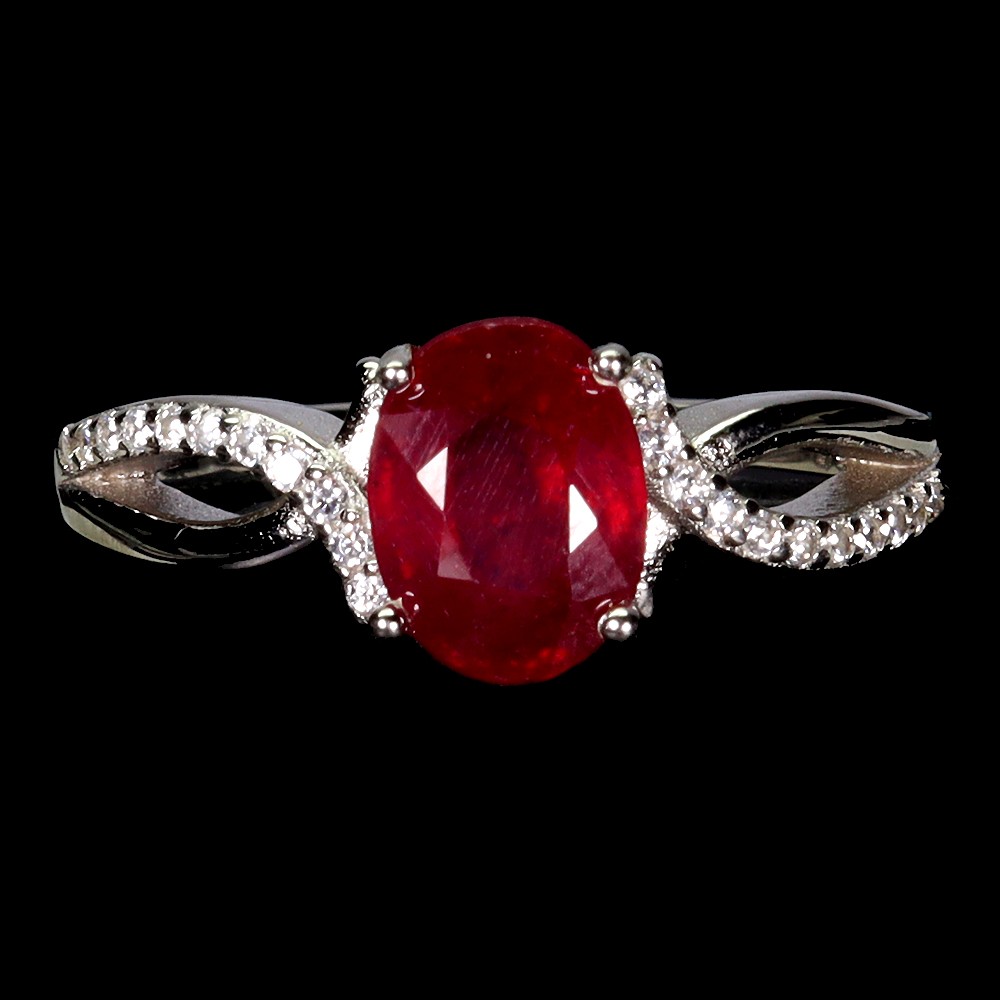 925 Sterling Silver Ring Oval Ruby 8x6mm Natural Gemstone Jewelry Size 8