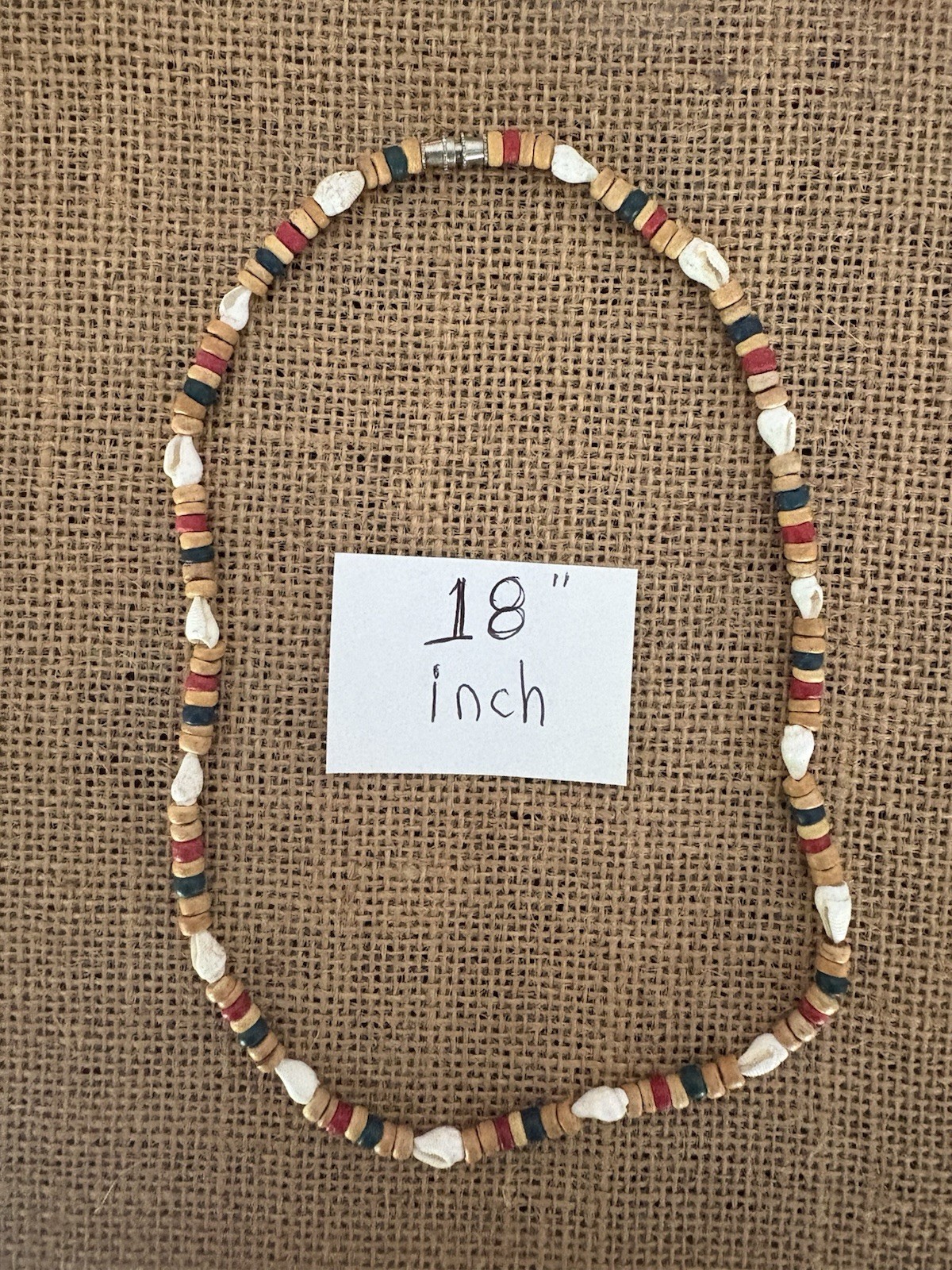 Multicolor Shell Wood Bead Choker Necklace 18 in Beach Bohemian Beaded