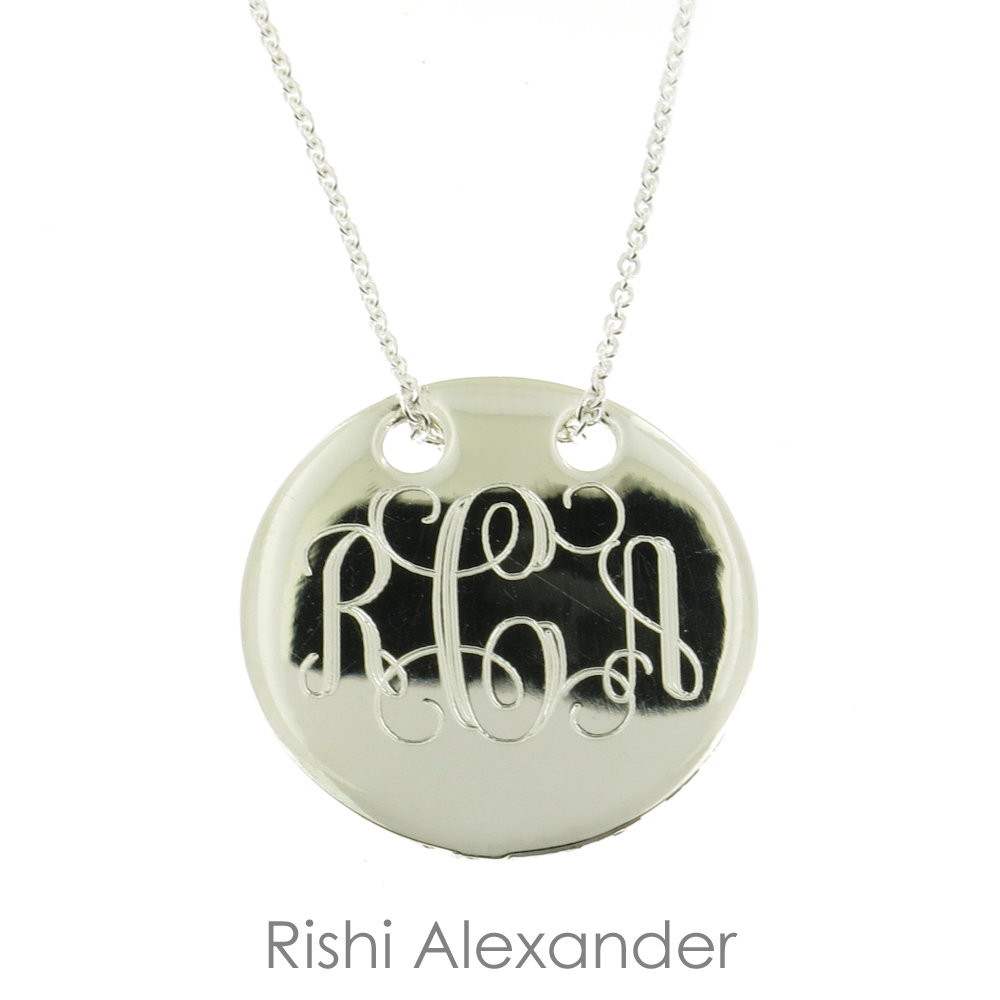 Personalized .925 Sterling Silver Round Monogram Necklace