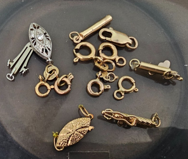 Solid 14K Gold Lot of 12 Jewelry Clasps Findings 5 Grams