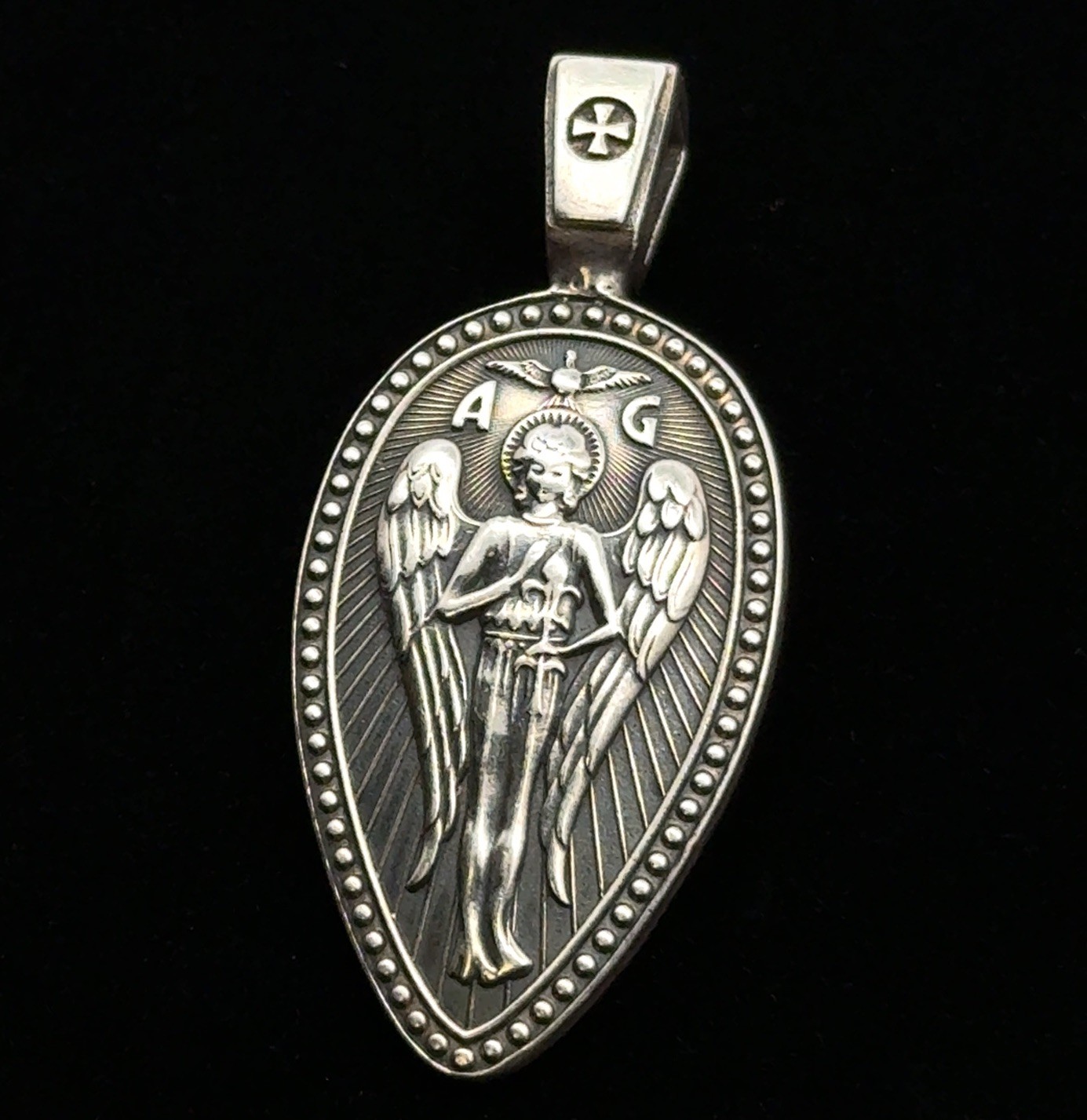 Venicebee St. Gabriel Archangel Protector 925 Sterling Silver Pendant, 9.6g
