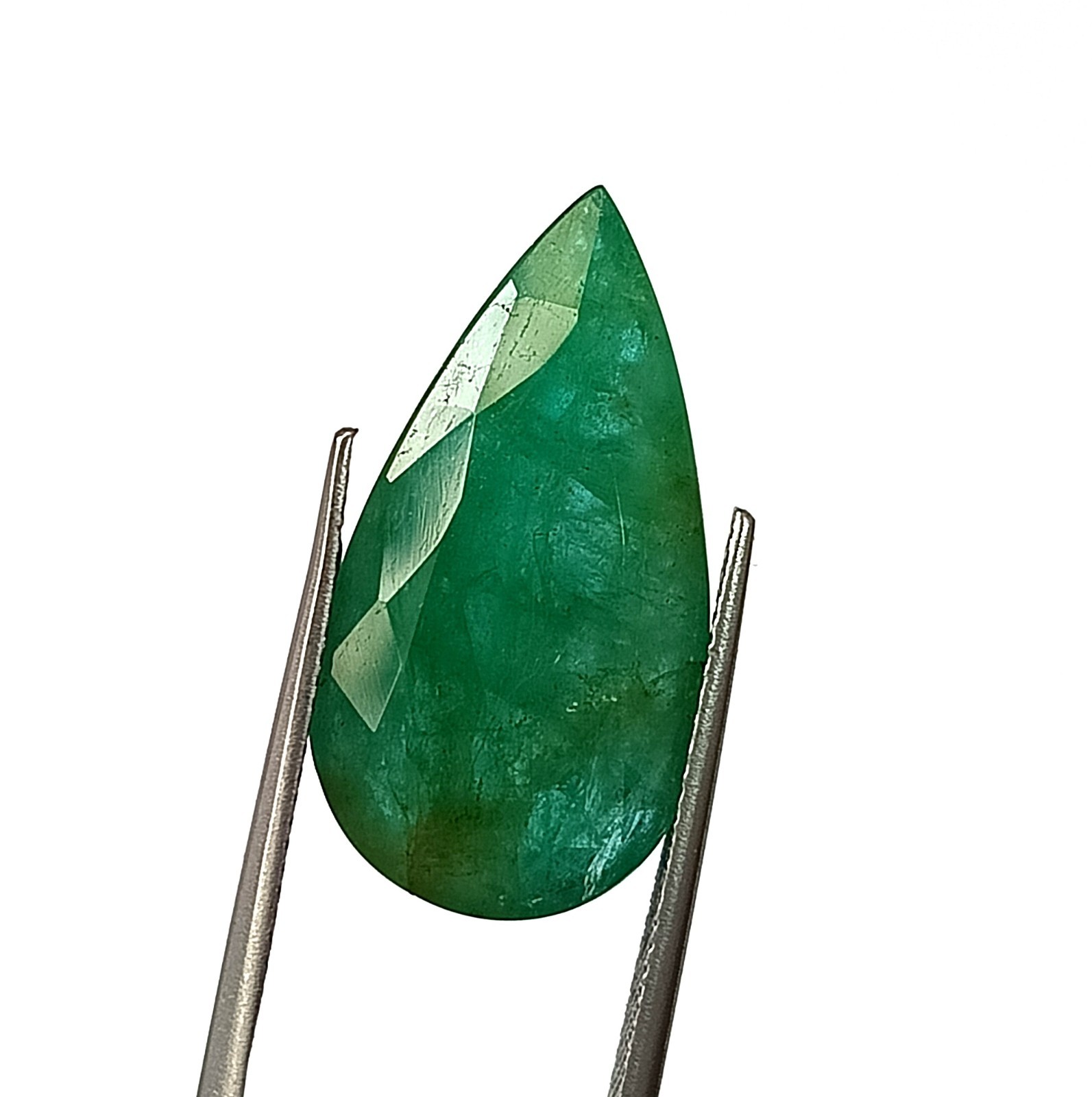 13.45 Carat Pear Shape Natural Zambian Green Emerald Faceted Gemstone 13.3X25 MM