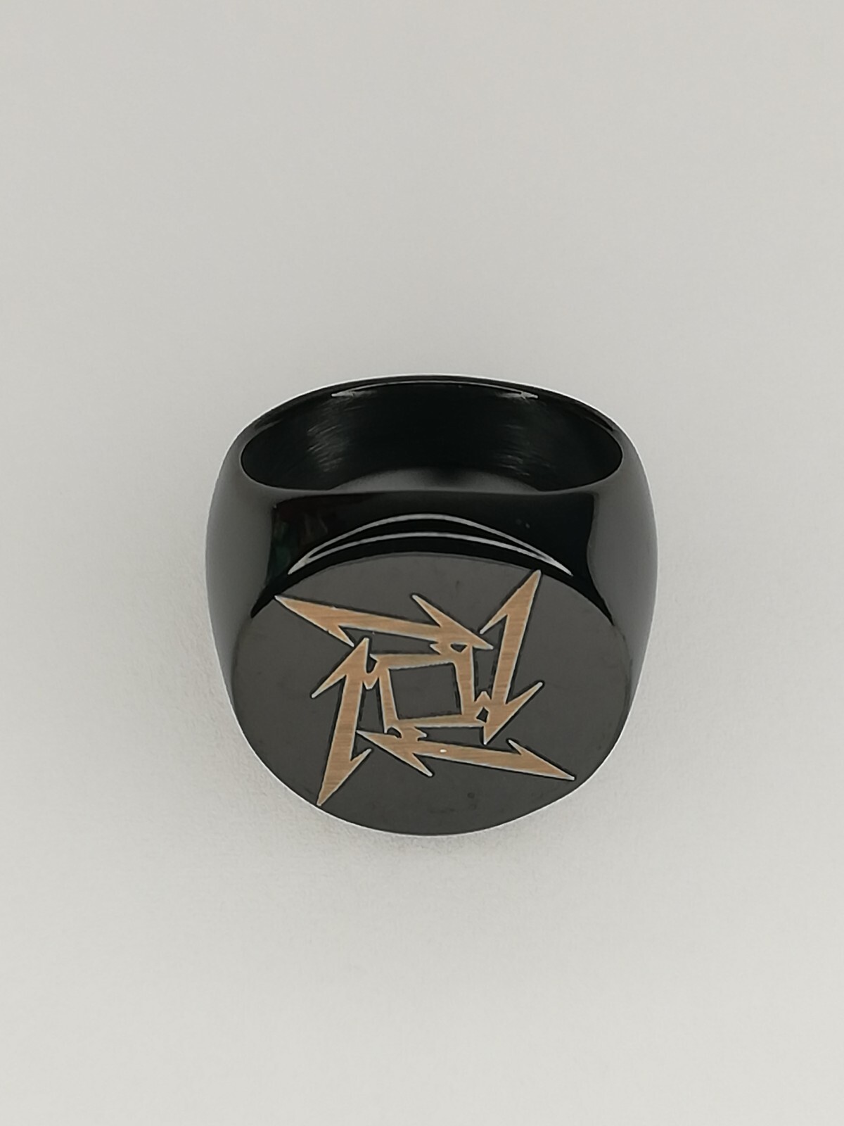Titanium Men’s Black Stainless Steel Metallica Ninja Star Biker Ring New.