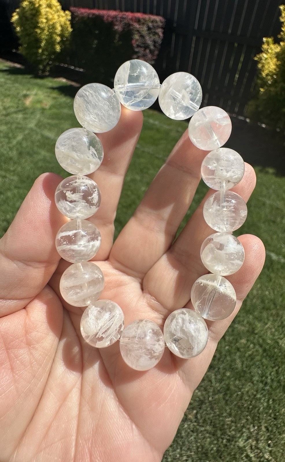 13.7mm Snowflake Phantom Quartz Bracelet