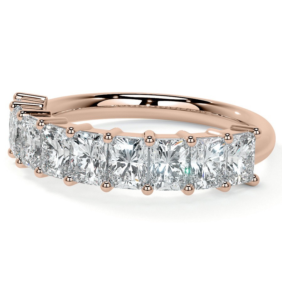 9-Stone 4x3mm Radiant Moissanite Anniversary Wedding Band 14k Gold DEF-VS