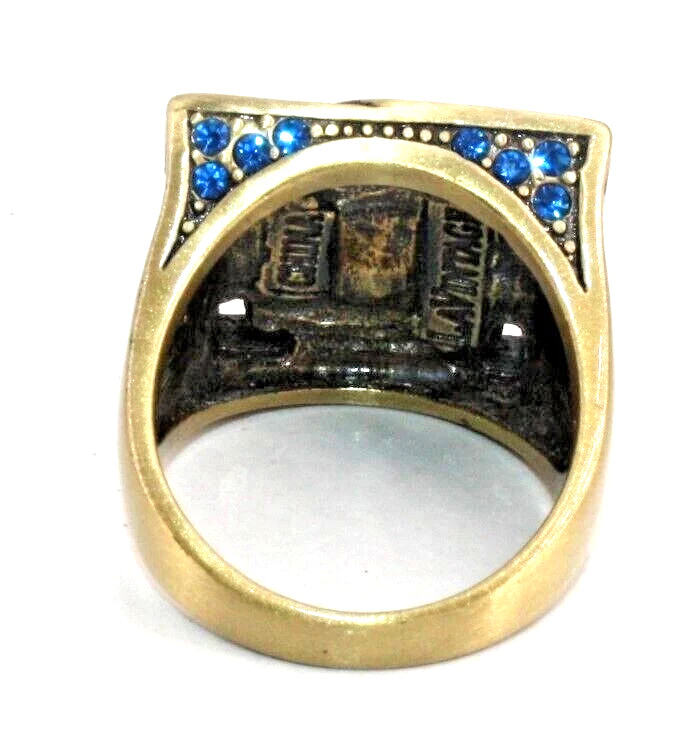 LA VINTAGE KATHY LEVINE SQUARE SHADES OF BLUE RHINESTONE SERENDIPITY RING 7 LN