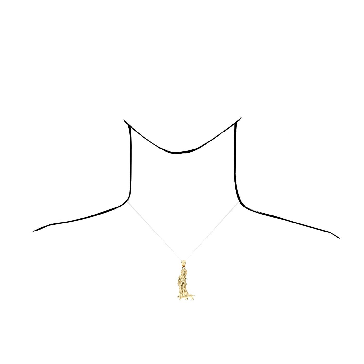 14K Yellow Gold Religious Saint Lazarus Pendant