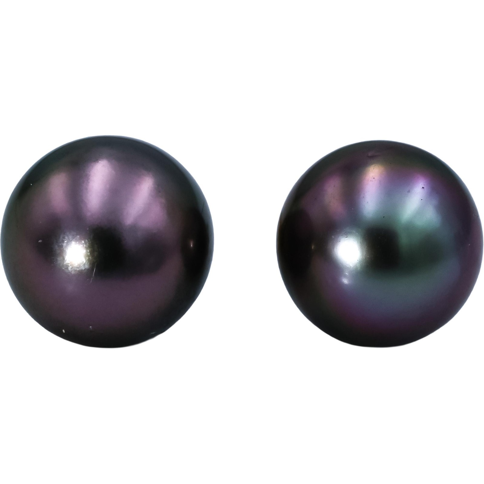 18k Yellow Gold 9.2mm Black Tahitian Pearl Stud Earrings