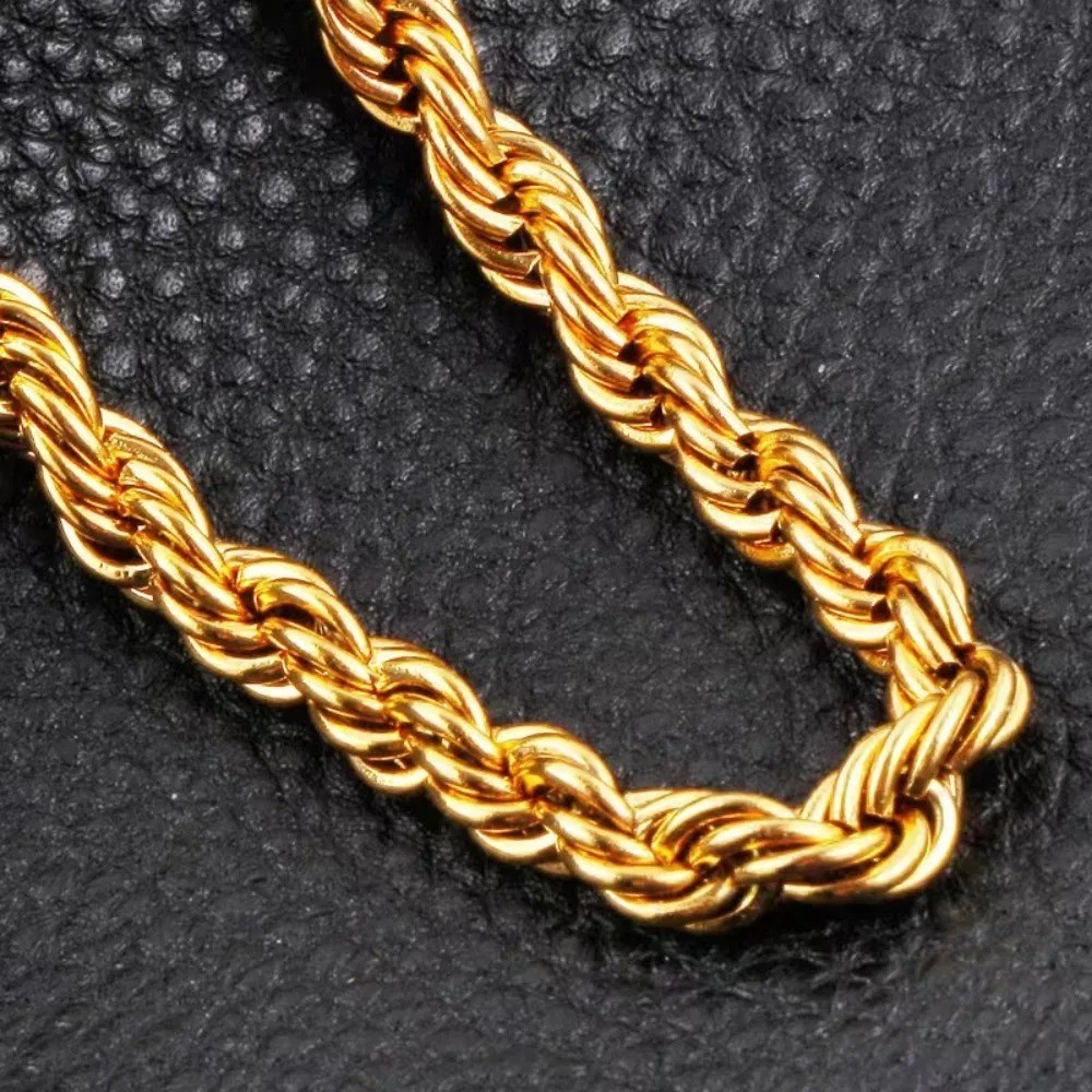 18K Gold Filled Italy Rope Necklace Heavy Solid Chain 2mm 3mm 4mm 5mm 6mm