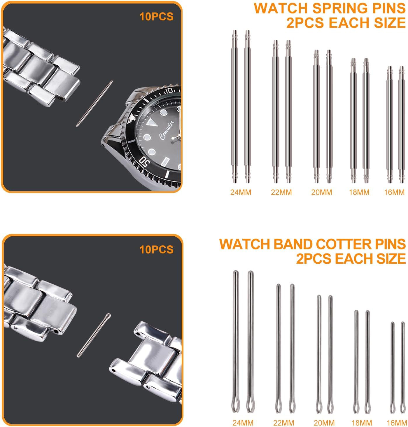 32 Pieces Watch Link Removal Kit，Professional Watch Band Replacement Tool，10 Pcs