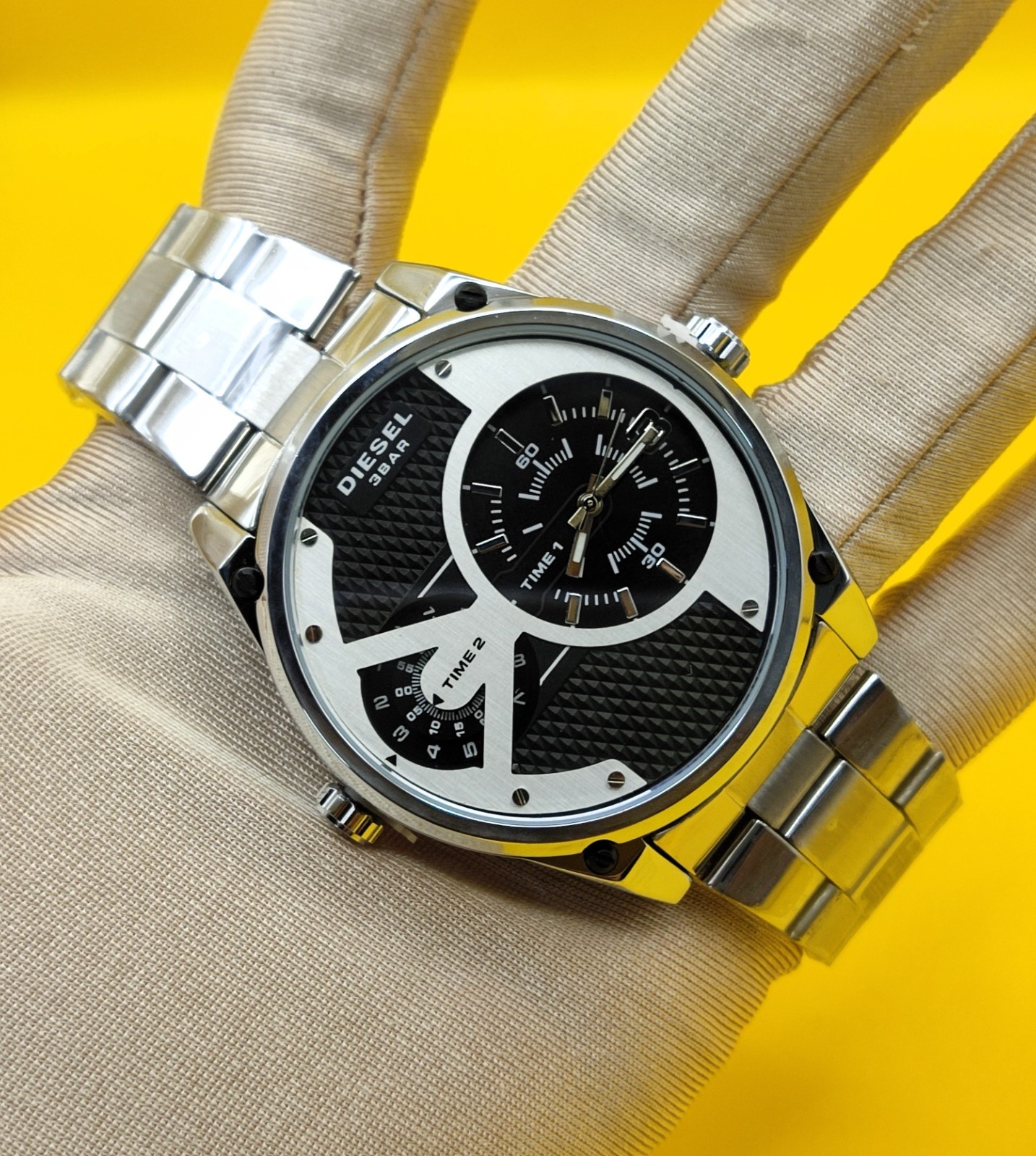 #Refurbished Diesel Only The Brave 3 Bar Dual Time Analog Men’s Wrist Watch