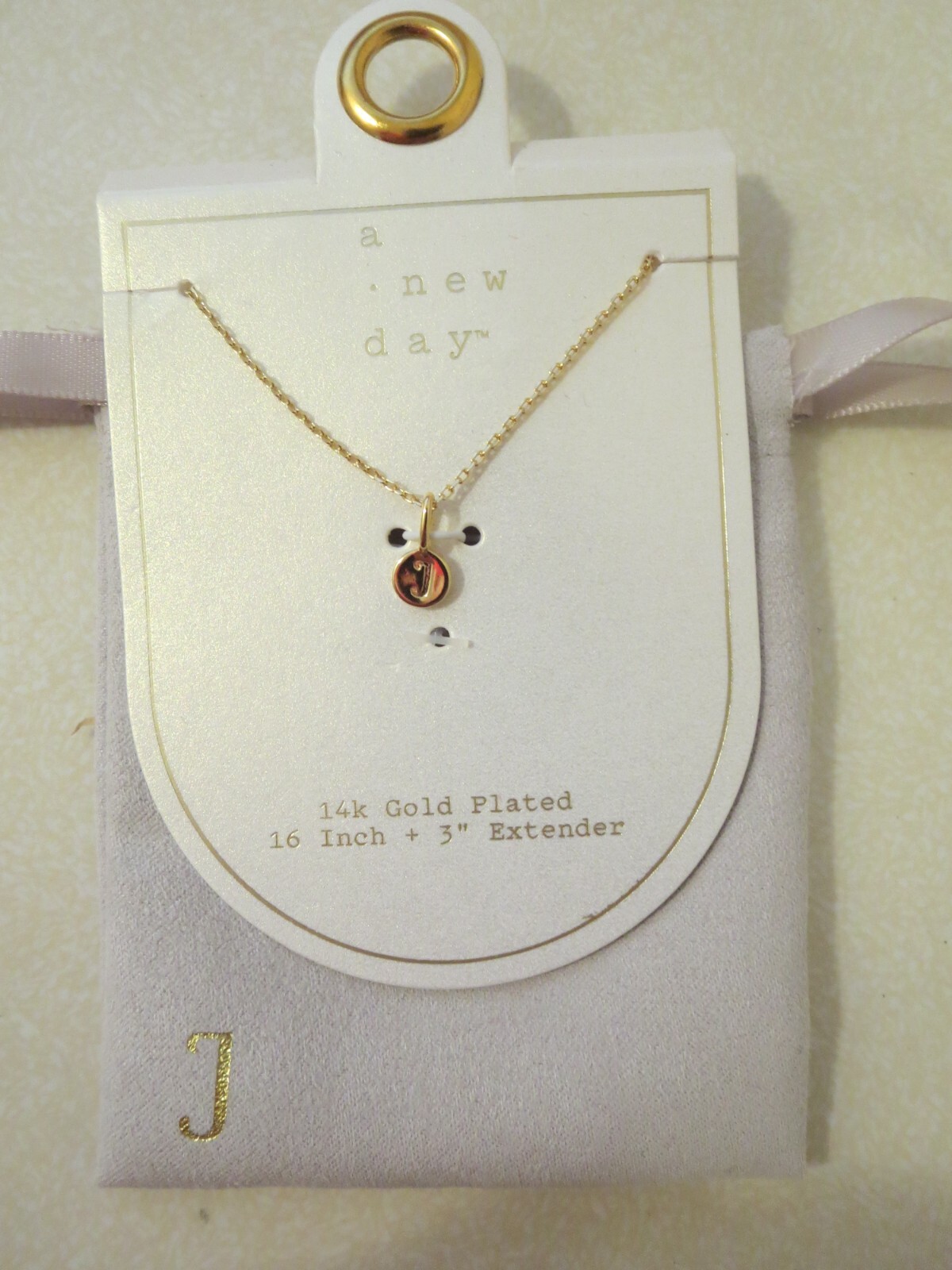 A New Day Necklace – 14K Gold Plated 16″ + 3″ in Extender – Letter J