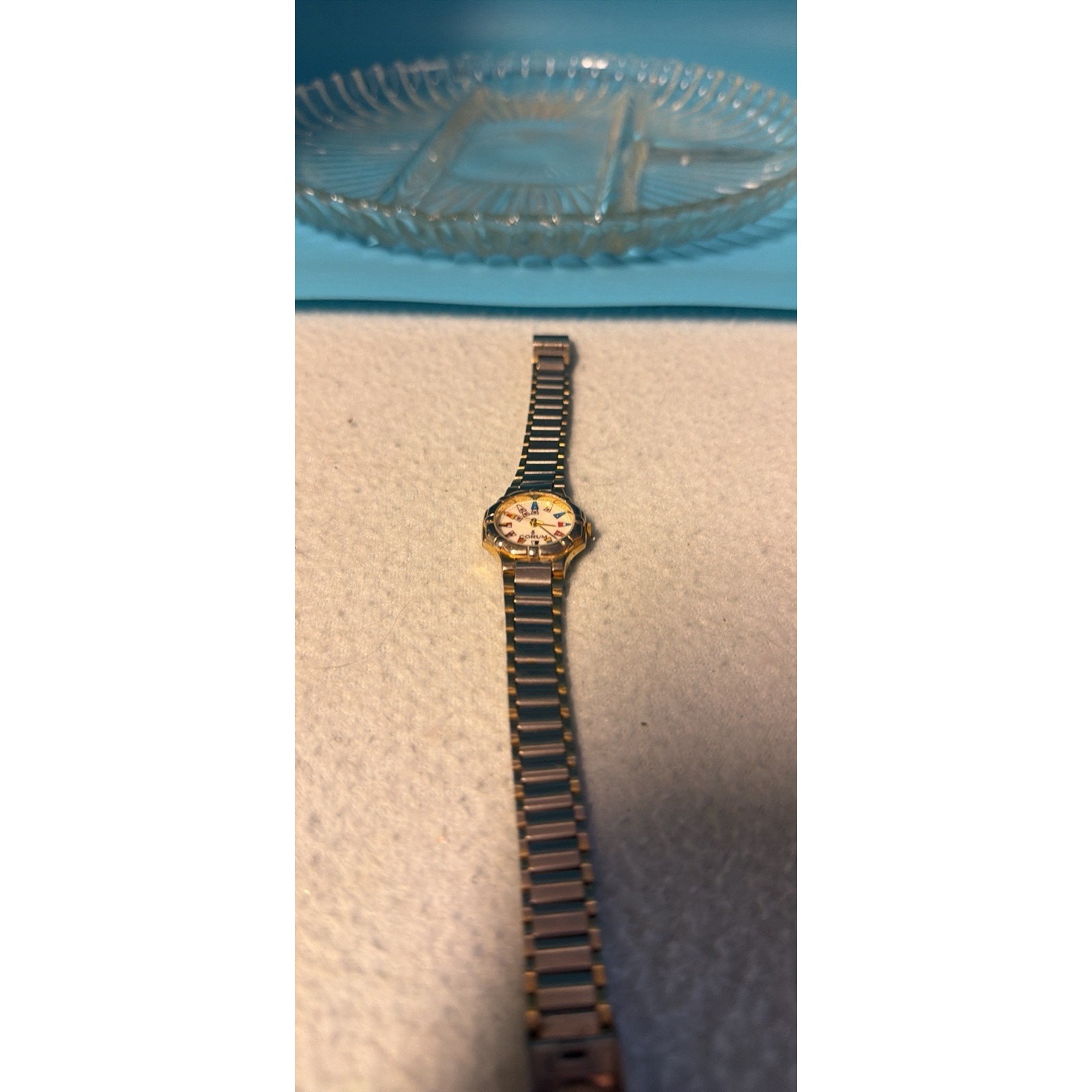 Corum Admirals Cup Quartz Watch Stainless Steel White Dial Used needs battery