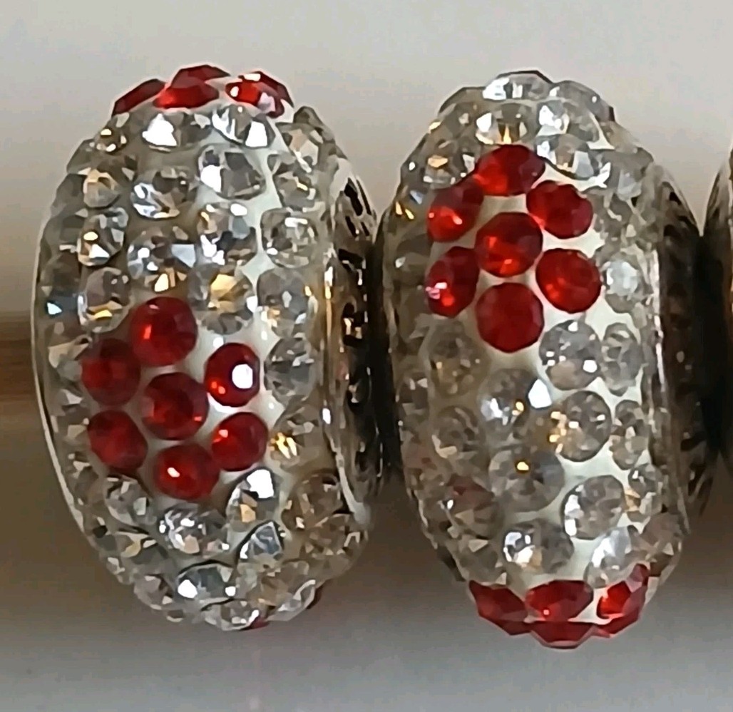 925 Sterling Silver Pavé-Set Sparkling Crystals. See Photos For Charm Brand