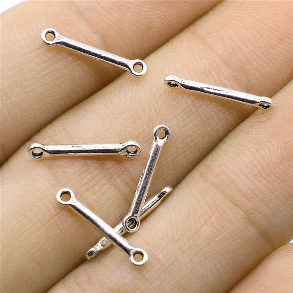 30/80PCS Antique Silver Tone Stick, Bar Connector Charm Jewelry Finding GGS137