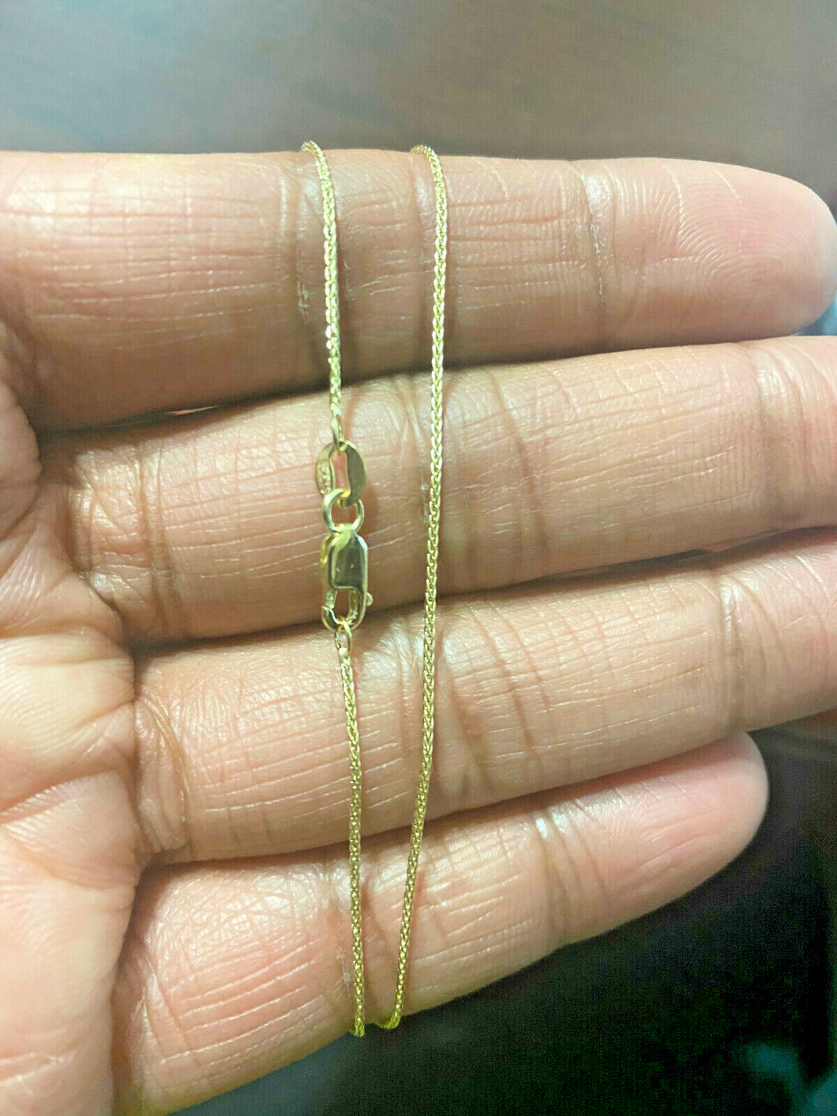 14KT Solid Yellow Italian Gold Wheat Chain Necklace 0.9mm 16″, 18″, 20″, 22″
