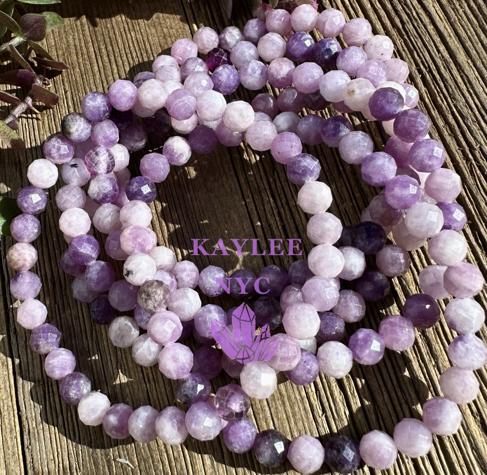 Wholesale 6 PCs Faceted Natural Lepidolite 6mm 7.5” Stretch Bracelet
