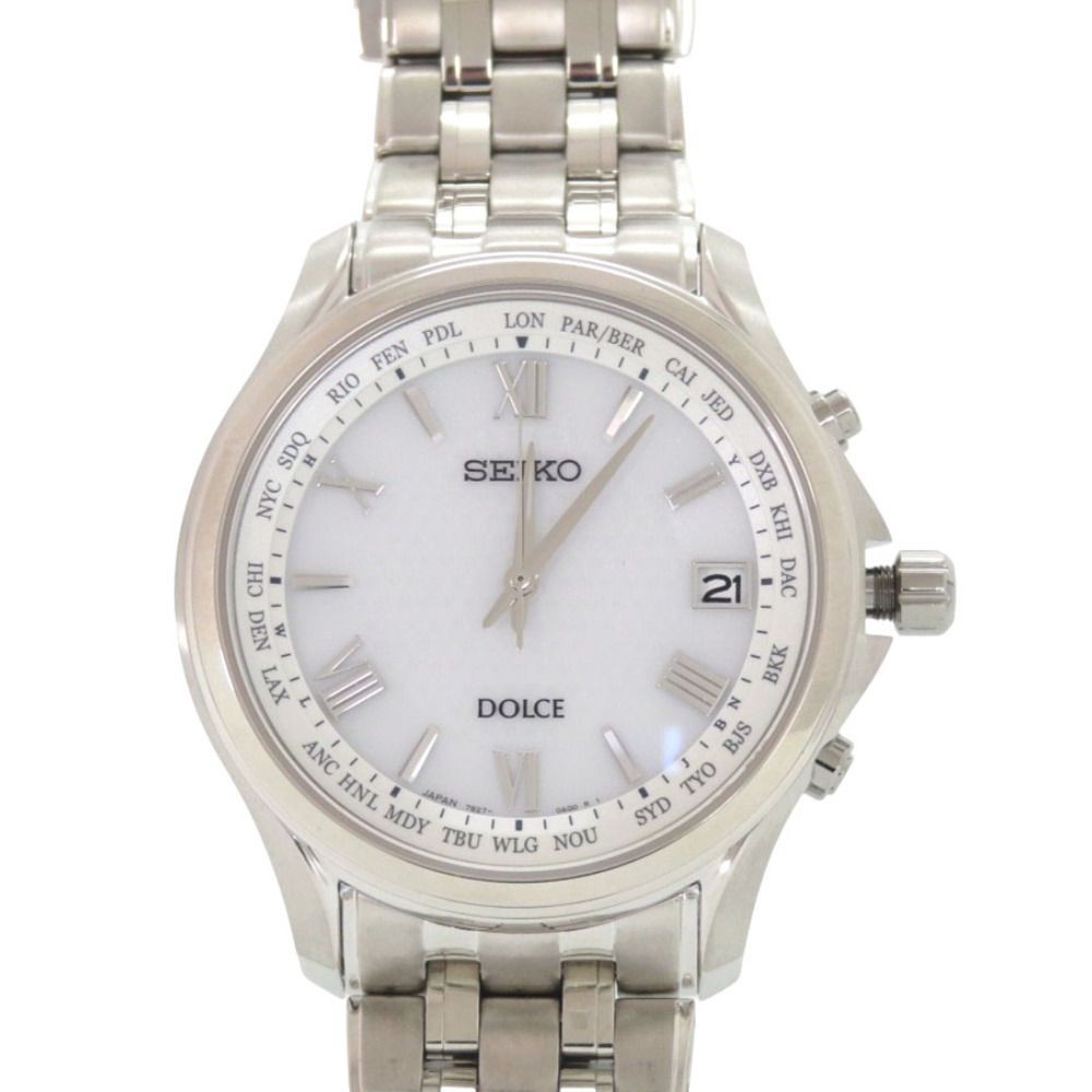 Seiko Dolce Excelline SADZ201 7B27 0AD0 titanium white solar radio wristwatch wh