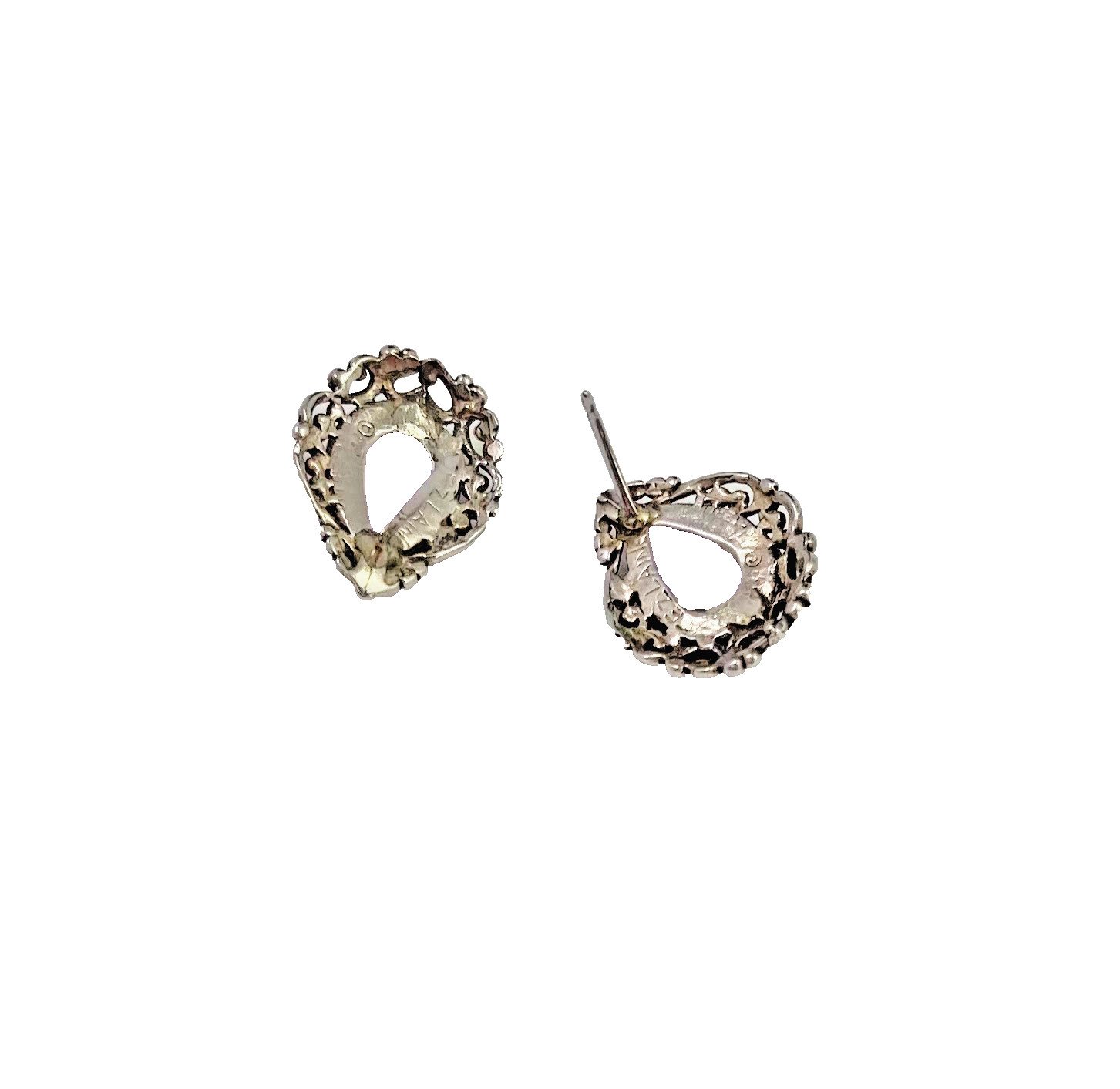 925 Sterling Silver Filigree & Purple Jade Earrings 5/8″ Long by 1/2″ Wide 3.29g