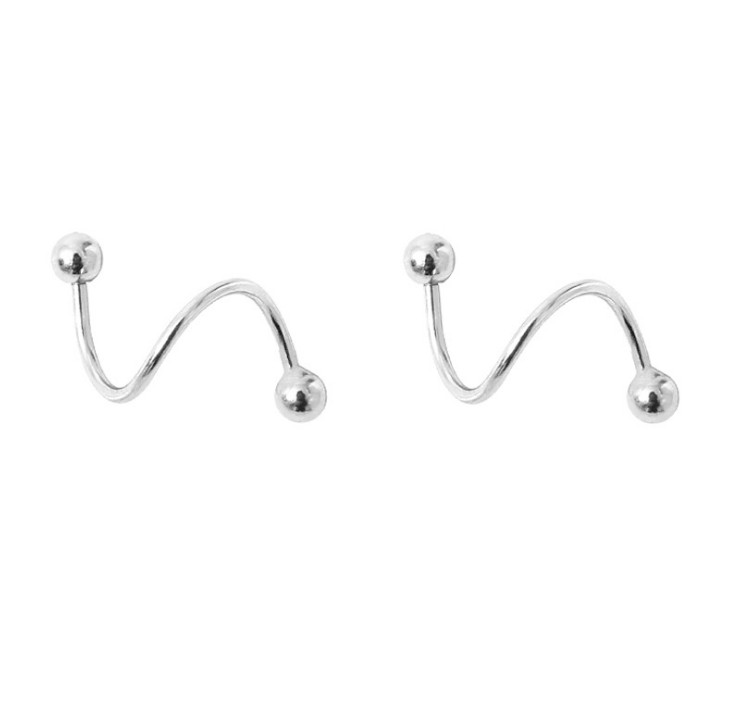 Huggie Spirals Small Hoop Screw Backs Stud Earrings Sterling Silver Set Box PE40