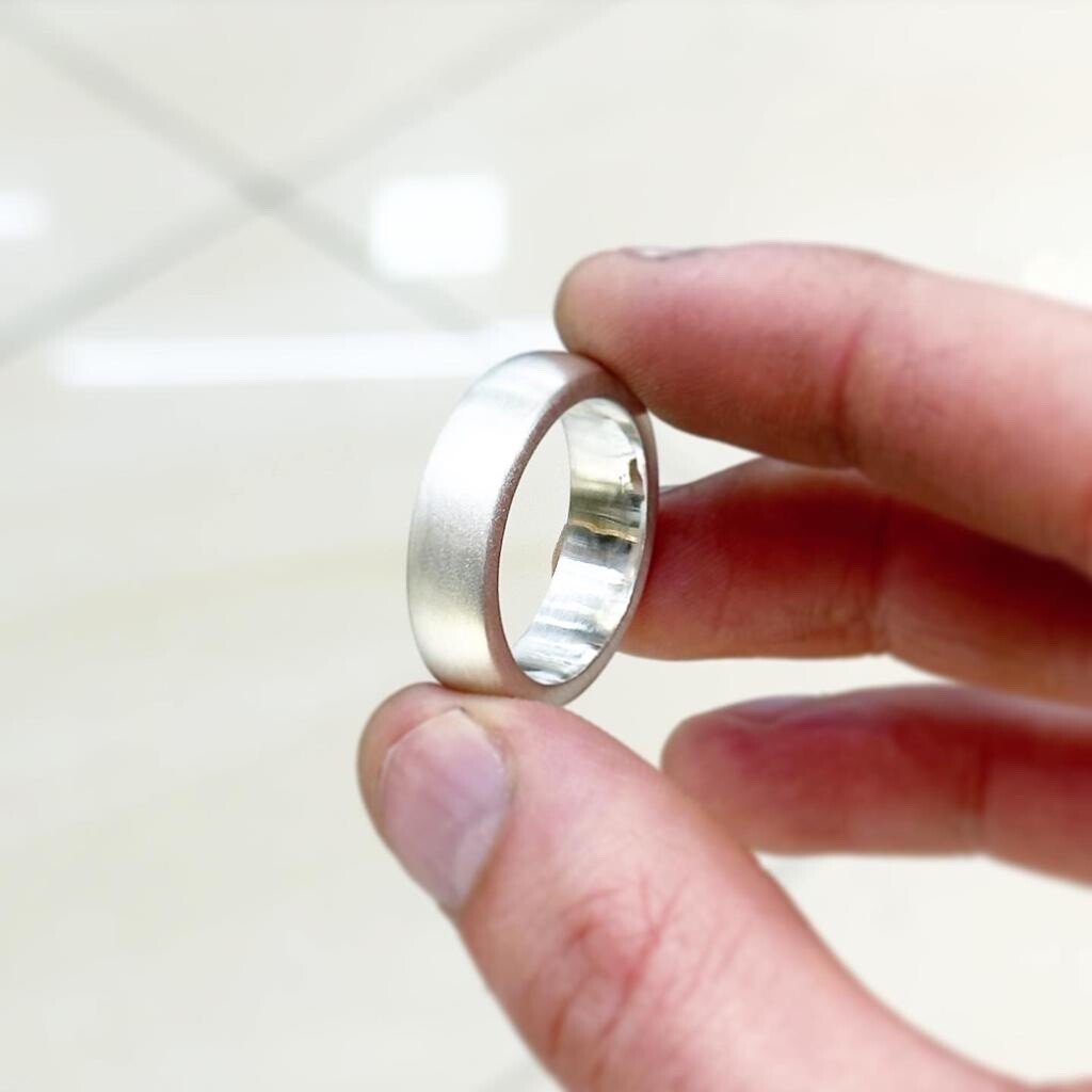 Solid Heavy 999 Pure Silver Ring Band In Satin/Brushed Band Wedding Thick Ring