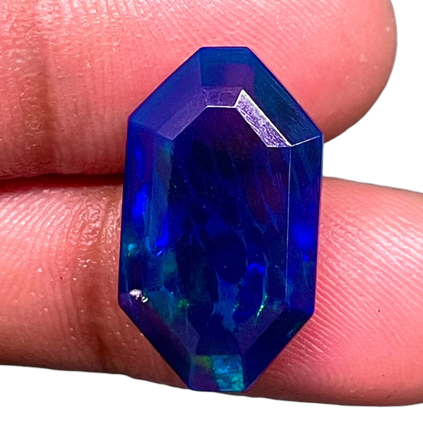 6.50 Cts Natural Ethiopian Black Opal 18x10mm Fancy Cut Multi Flash Gemstone