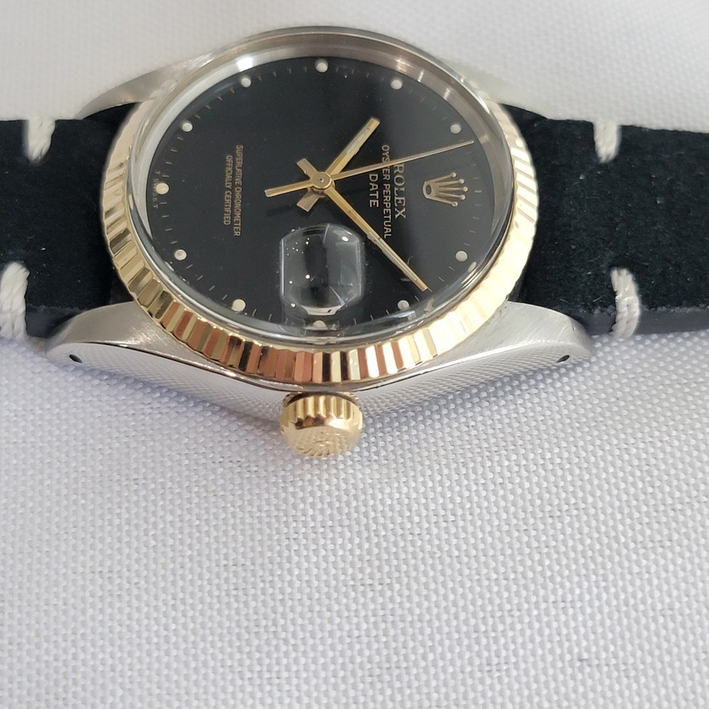 Rolex Oyster Perpetual Date 1500 35mm 14k Gold SS 1970s Mens Automatic RA624B