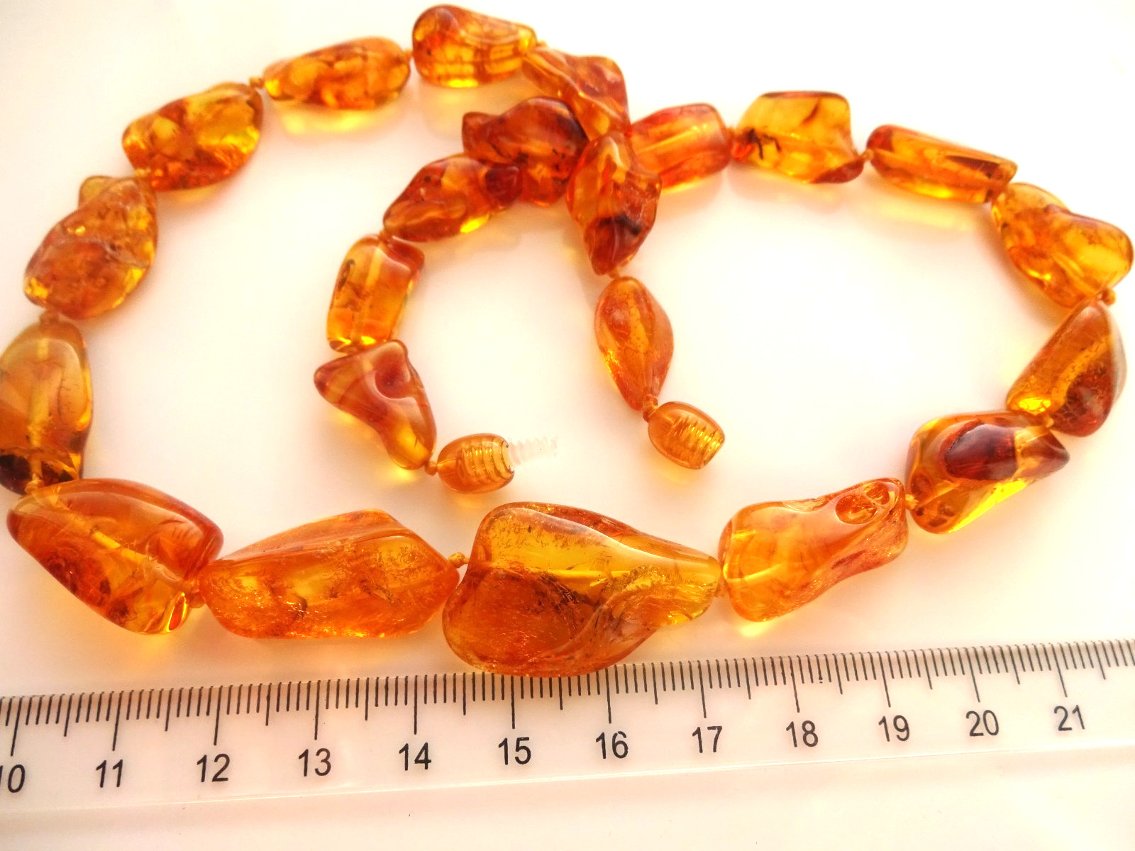 Natural Amber Bead Necklace – Baltic Style – Honey Color 17.7” 45cm