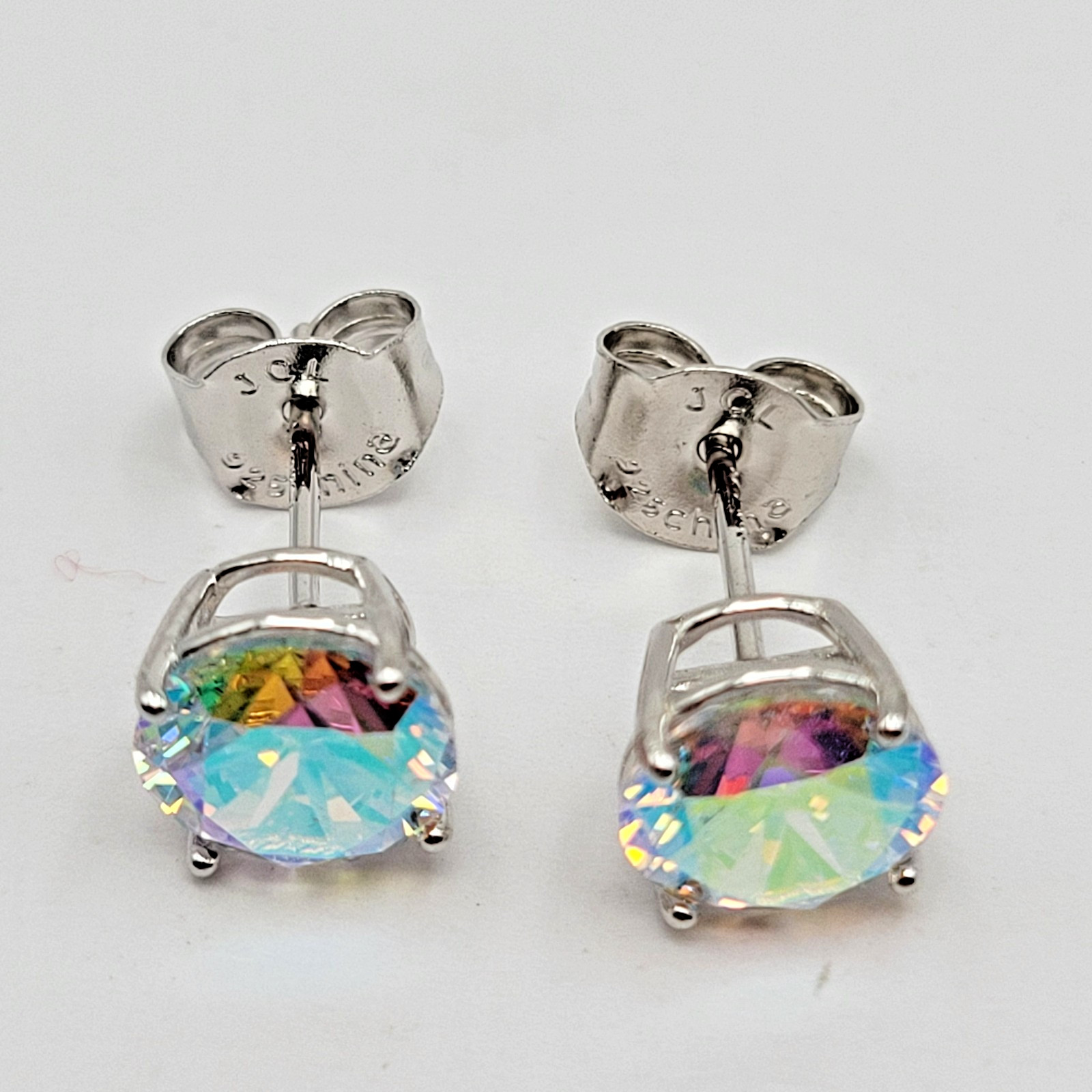 JTV Bella Luce Aurora Borealis Collection Sterling Silver Solitaire Earrings