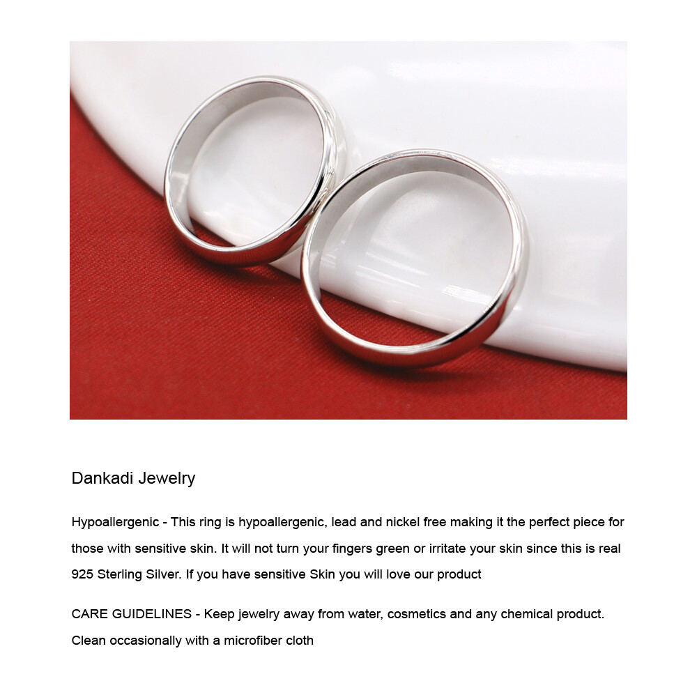 925 Sterling Silver Dome High Polish Plain Ring Classic Wedding Band Comfort Fit