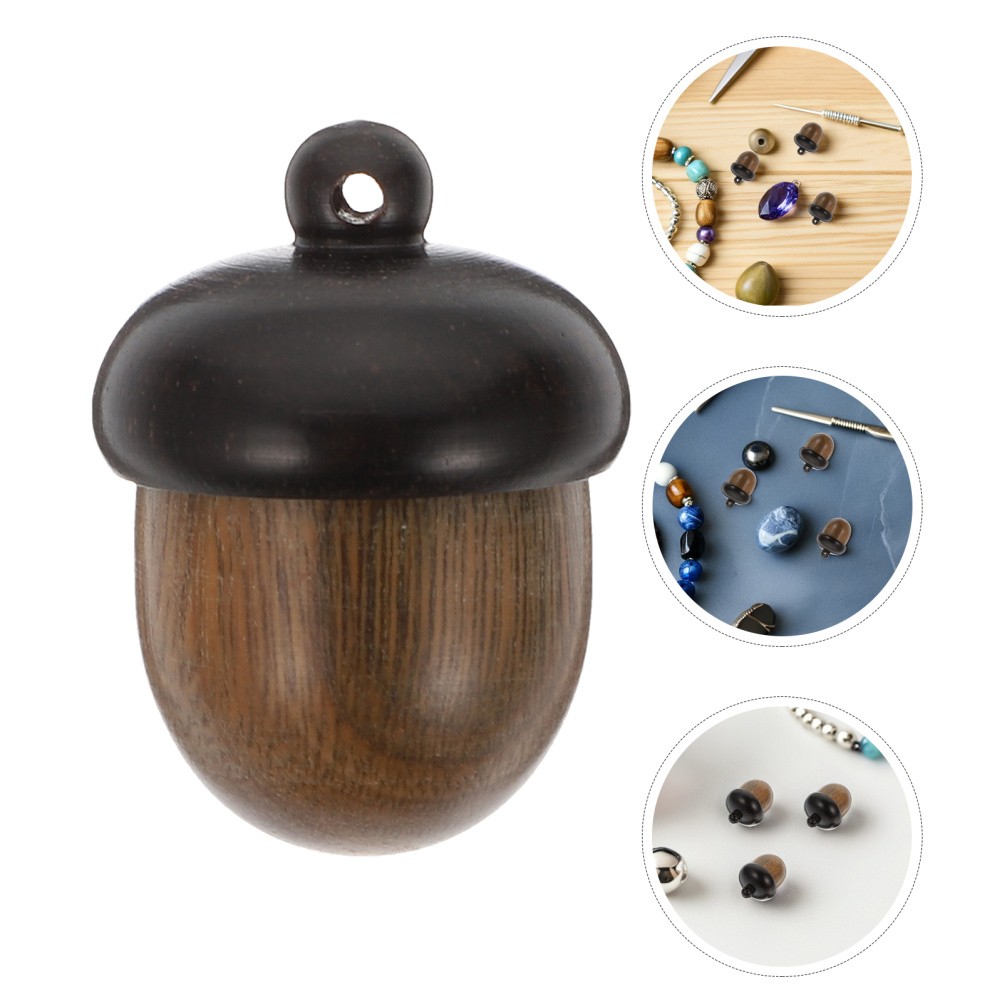 4 Pcs Wooden Nut Hanging Ornament Acorn Necklace Pendant Charm Charms Antique