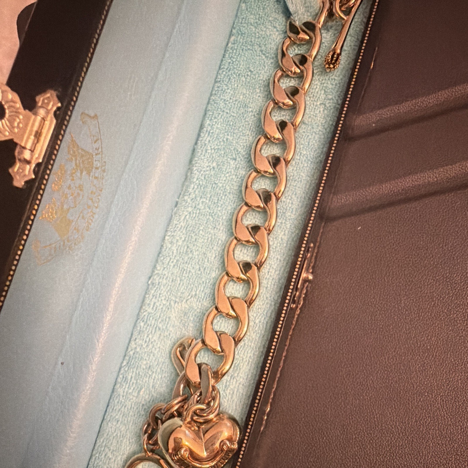 Juicy Couture Curb Link Chain Bracelet Heart Dangle Charm Toggle Retired