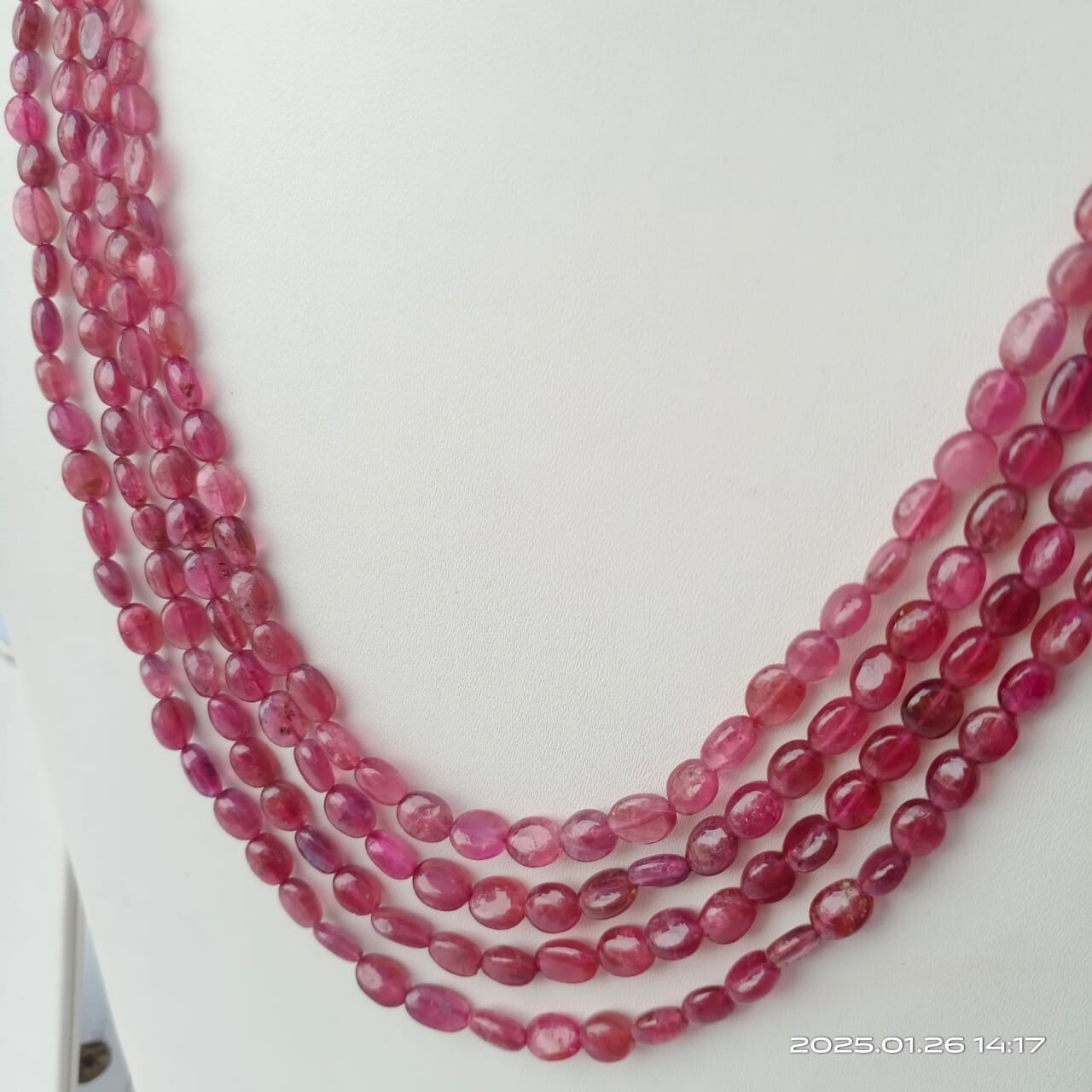 188 Cts. Natural Pink Tourmaline Fine Smooth Beads Necklace Size=16″ Approx.
