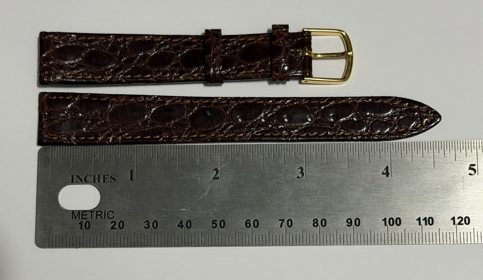 Vintage NOS 1960’s (5/8″) 16mm Brown Crocodile Calf Leather Watch Band