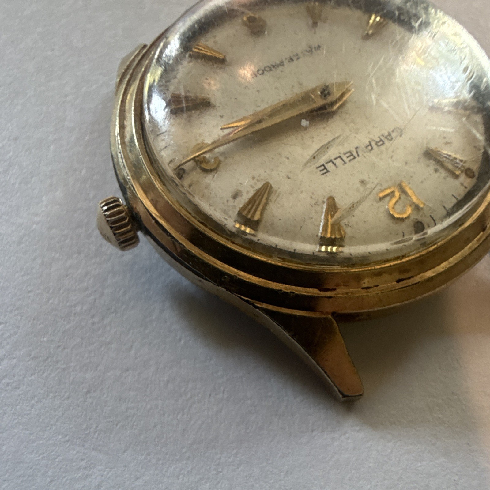 Caravelle Waterproof Manual Wind Gold Tone Head Only 1966 RUNS