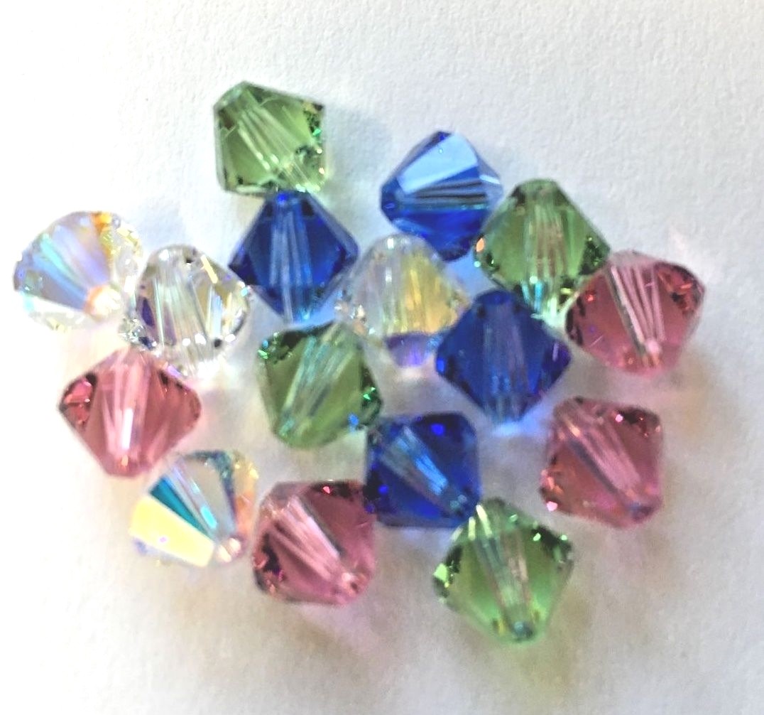 60 pc SWAROVSKI CRYSTAL PASTEL Loose BEAD MIX 8mm Bicone 5328, Pink, Green, Blue