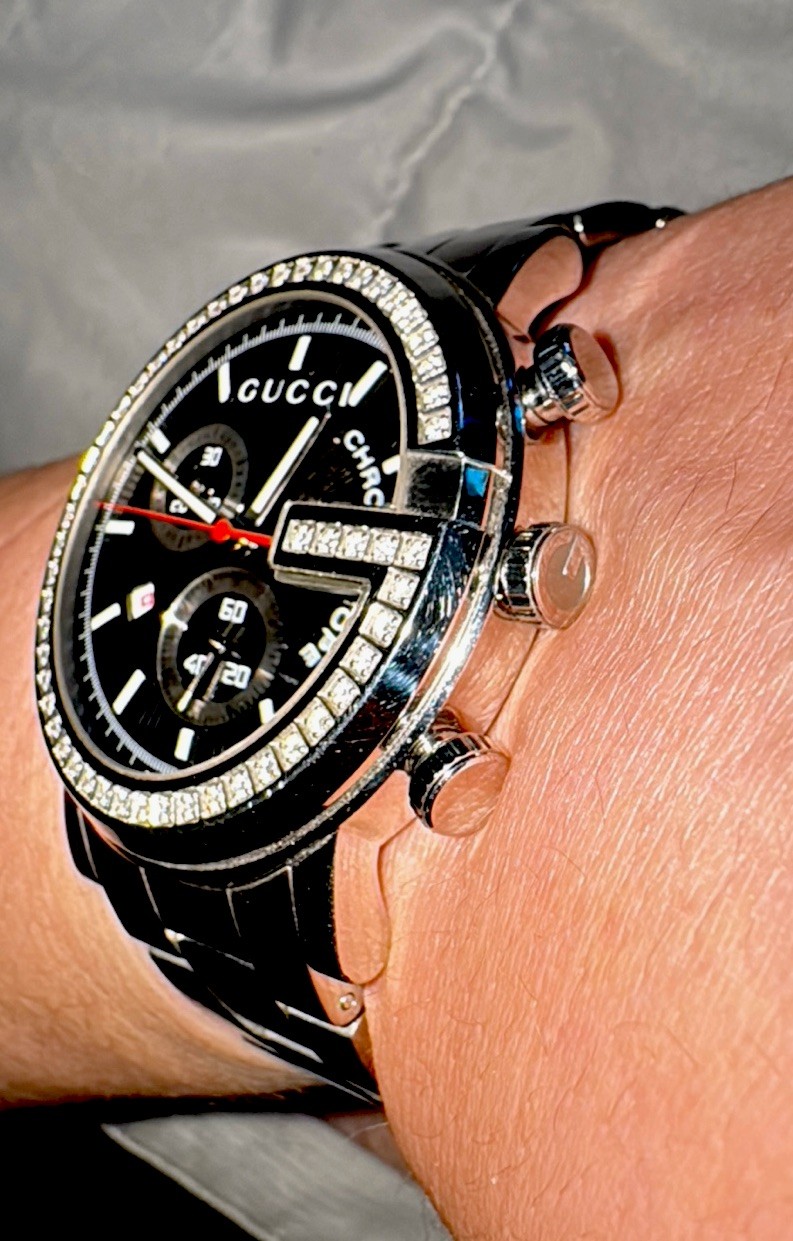 Mens Gucci 101M Chronoscope Diamond Watch Factory Set Luxury Joe Rodeo Benny Co